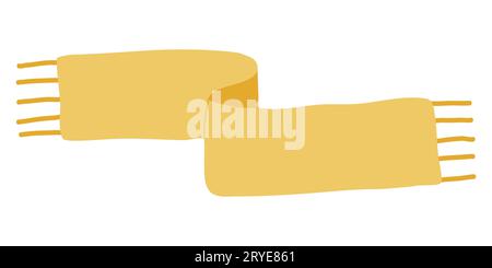 Wavy warm winter scarf with fringe, flat vector illustration Stock Vector