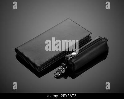 Men's wallet on a black background Stock Photo