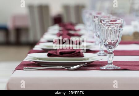 Served table in the restaurant Stock Photo