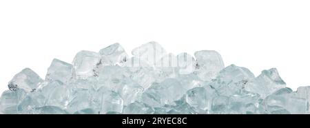 Close up clear ice cubes over white background Stock Photo