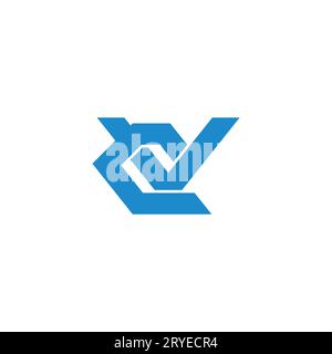 letter cv simple geometric linked logo vector Stock Vector