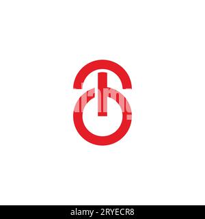 letter t power button simple geometric logo vector Stock Vector