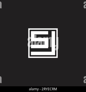 letter sj arrow up simple geometric square line logo vector Stock Vector