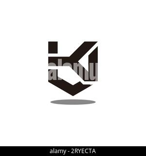 letter kv simple geometric line shadow logo vector Stock Vector