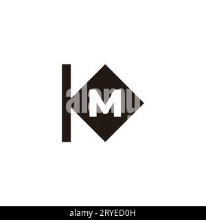 letter km negative space logo vector Stock Vector