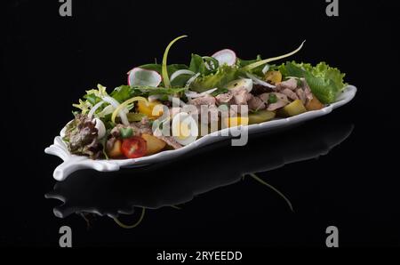 Dish on black background Stock Photo
