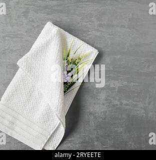 A towel on gray background Stock Photo