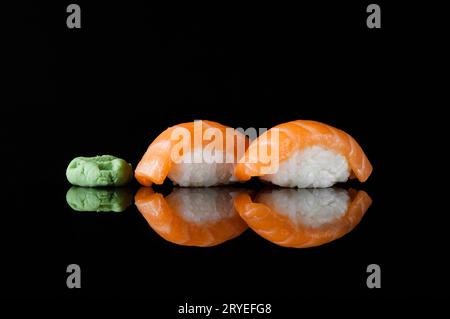 Sushi on black background Stock Photo