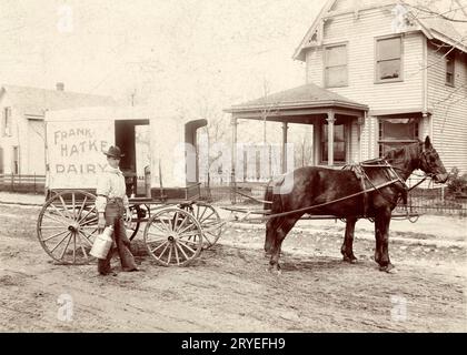 Old Fashioned Milkman about 1900 Stock Photo