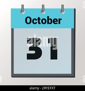day on the calendar, vector image format, October 31 Stock Vector
