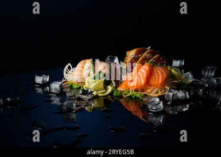 Sushi on black background Stock Photo