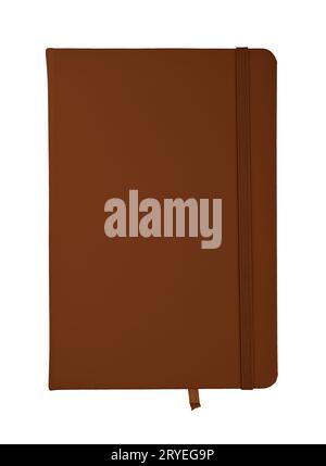Brown leather cover notebook isolated on white Stock Photo