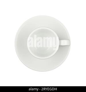 Empty white espresso coffee cup on saucer Stock Photo