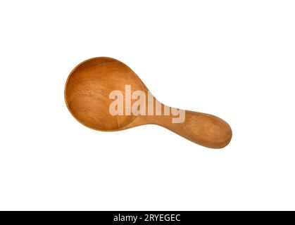 Brown wooden spoon isolated on white Stock Photo
