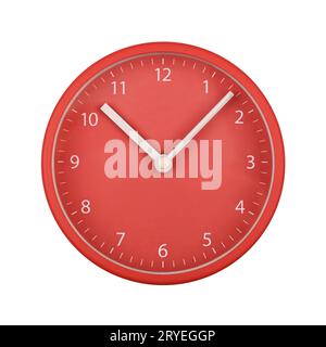 Red wall clock face isolated on white Stock Photo