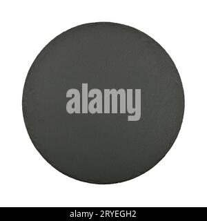 Round black slate board isolated on white Stock Photo