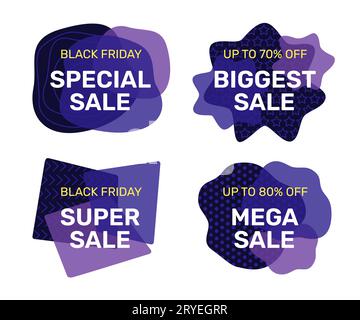 Black Friday Sale Promotion Badges Set Flat Design Element Concept Stock Vector
