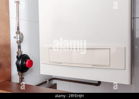 Gas water heater or Gas boiler in a home indoor Stock Photo