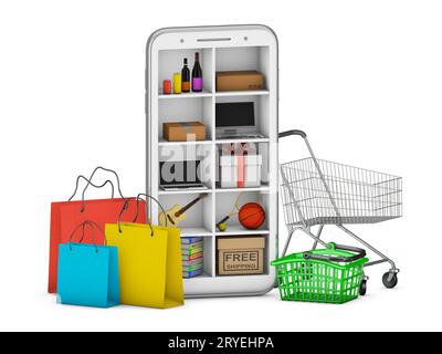 Online shopping concept on smartphone Stock Photo