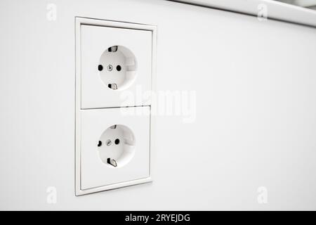 Electrical jack white plastic socket Stock Photo