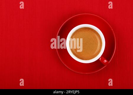 Cup of espresso coffee on red saucer Stock Photo