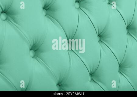 Teal leather capitone background texture Stock Photo