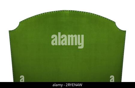 Green soft velvet bed headboard isolated on white Stock Photo