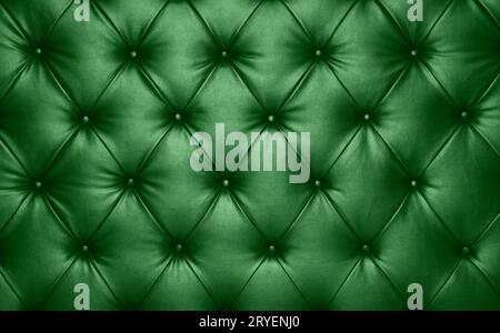 Green leather capitone background texture Stock Photo