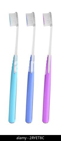Set of colorful toothbrushes on white background Stock Photo - Alamy