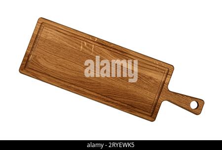 Oak wood cutting board isolated on white Stock Photo