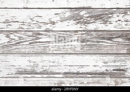 Aged white wooden background texture. Wood paneling with cracked an peeled paint Stock Photo
