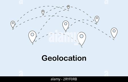 Markers (pins) and route points. Travel path. City map navigation route. Geolocation. Vector illustration. Concept of banner, poster, advertising. Stock Vector