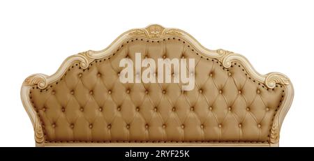 Brown leather bed headboard isolated on white Stock Photo