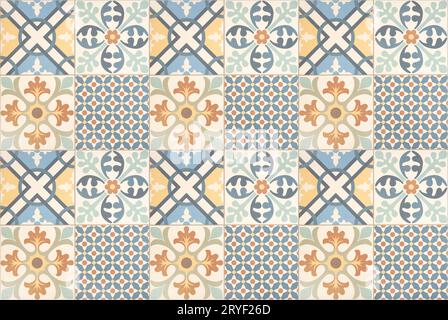 Background pattern of Colorful decorative Tiles. Old retro style Stock Photo