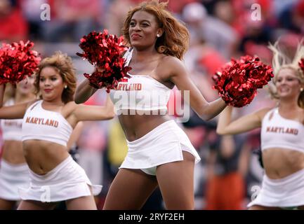 College Park, USA. 30th Sep, 2023. COLLEGE PARK, MD - SEPTEMBER 30: Maryland dance team perform during a Big Ten football game between the Maryland Terrapins and the Indiana Hoosiers, on September 30, 2023, at SECU Field, in College Park, Maryland. (Photo by Tony Quinn/SipaUSA) Credit: Sipa USA/Alamy Live News Stock Photo