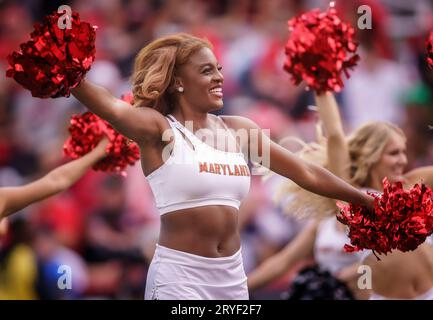 College Park, USA. 30th Sep, 2023. COLLEGE PARK, MD - SEPTEMBER 30: Maryland dance team perform during a Big Ten football game between the Maryland Terrapins and the Indiana Hoosiers, on September 30, 2023, at SECU Field, in College Park, Maryland. (Photo by Tony Quinn/SipaUSA) Credit: Sipa USA/Alamy Live News Stock Photo