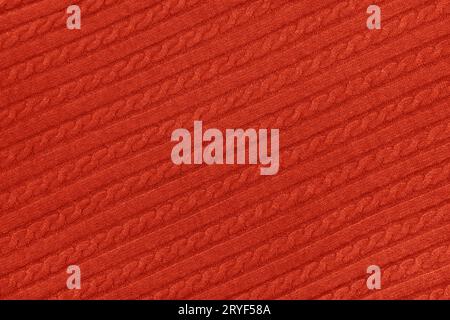 Background texture of red knitted wool fabric Stock Photo