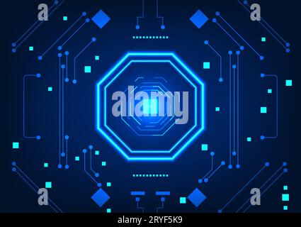 Abstract technology background Hexagonal geometric shape with elements to accompany the picture Equipped with connected technology circuits Vector ill Stock Vector