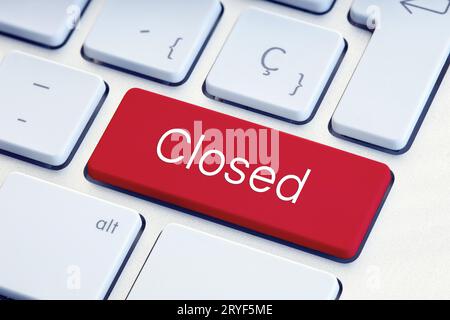 Closed word on red computer Keyboard Key Stock Photo