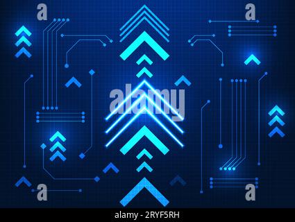 Abstract technology background Several arrows appear in an array of interesting elements. Vector illustration with a high-tech focus, suitable for tec Stock Vector