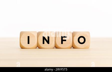 INFO text on wooden blocks on table. Copy space Stock Photo