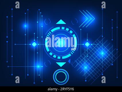 Abstract technology background The technology circle is in the middle with interesting technology elements. Referring to smart technology that plays a Stock Vector