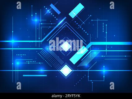 Abstract technology background Overlapping geometric shapes and lines elements add interest. Emphasis on modern hi-tech Suitable for work related to t Stock Vector