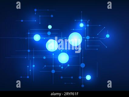 Abstract technology background use geometric shapes circle that connects with circuit lines to look modern, emphasizing luxury and hi-tech Suitable fo Stock Vector