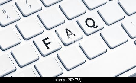 FAQ or Frequently Asked Questions word on modern computer Keyboard Stock Photo