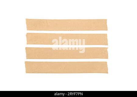 Group of four beige blank cloth tape isolated on white background. Mock up template Stock Photo