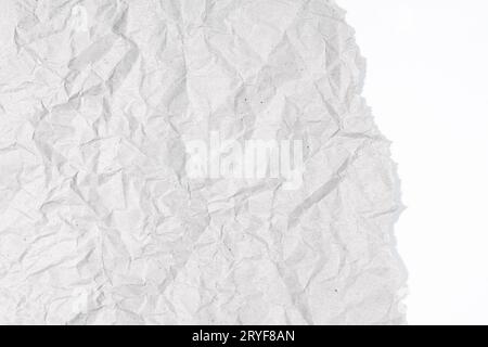 Torn Gray Crumpled paper on white cardboard texture. Blank Paper background with Copy space for text and graphics Stock Photo