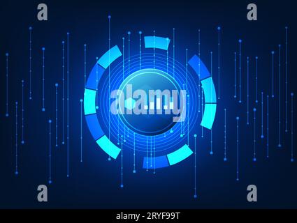 Smart technology background There is a technological circle on the side as a bar chart. Surrounded by circuit boards Sending information to command el Stock Vector