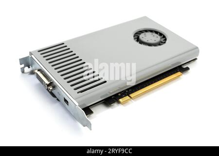Modern computer graphic card isolated on white background Stock Photo