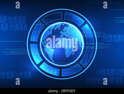 World technology surrounded by technology circle with number code Refers to technology that allows access to information. Communication and entertainm Stock Vector